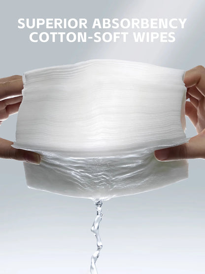 Newborn Baby Cotton Dry Wipes Unscented Hypoallergenic 3-In-1 Clean Care Protect Thick Sensitive Skin Facial Towels for Infants