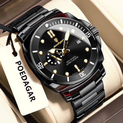 POEDAGAR Luxury Trendy Men Watch Waterproof Luminous Date Stainless Steel Male Watch Quartz Business Sports Men's Watches Reloj