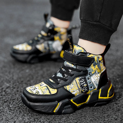 Children Shoes Boy Sneakers Fashion Print Luxury Designer High Top Sneakers Kids Tenis Shoes Boy Sports Casual