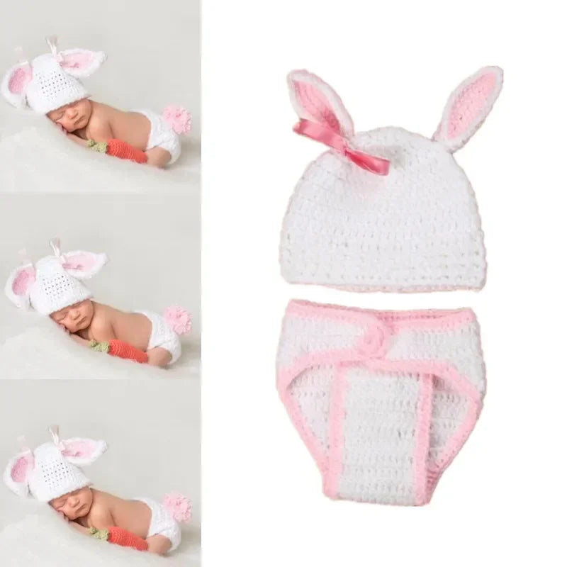 Newborn Photography Props New Born Baby Crochet Knit Costume Accessories Infant Photo Shoot Clothes Newborn Shooting
