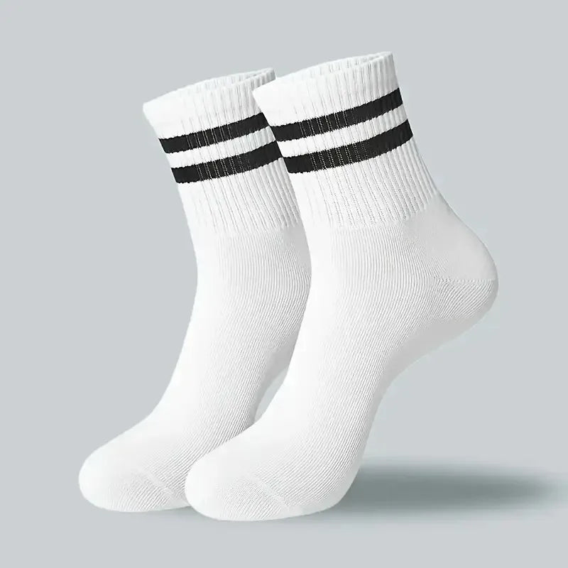10/20 Pairs Men Women Striped Round Neck Socks Spring Autumn Breathable Odor Proof Sweat Absorbing All-Season Casual Socks