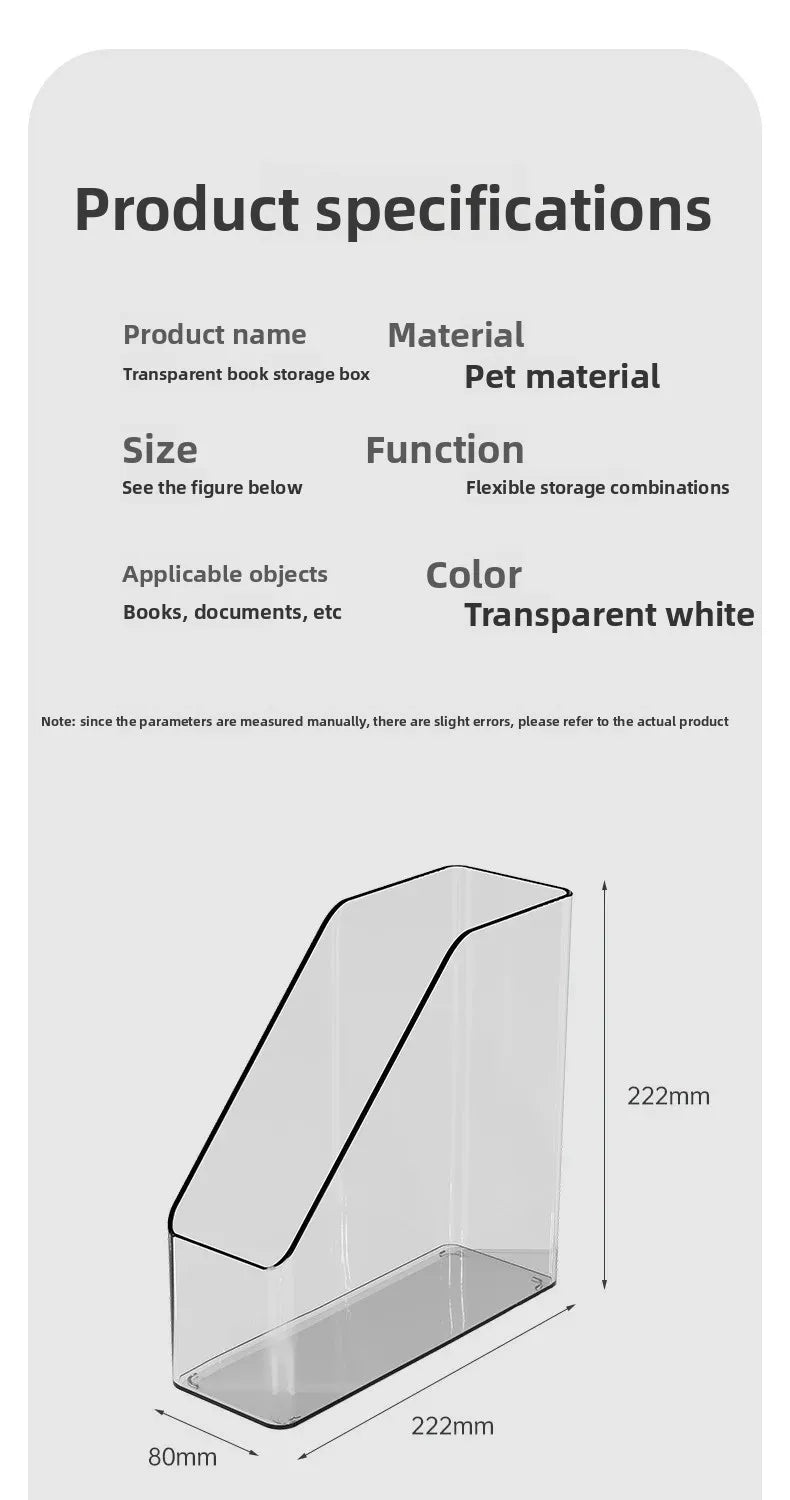Large Capacity Desktop Organizer Box ZT3266 for Office Documents Stationery Books Storage Rack Transparent Plastic Material