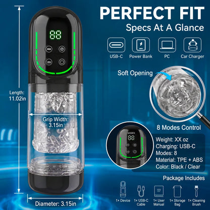 Mrgras Male Masturbator Penis Pump - Male Sex Toys for Men with Upgrade 12 S Vacuum Pump & 7 Thrusting Rotating Vibrating Sucking Licking LCD Adult Toys Mens Sex Toys Pocket Pussy Pumps & Enlargers,Pocket Pussy Mens Sex Toy B