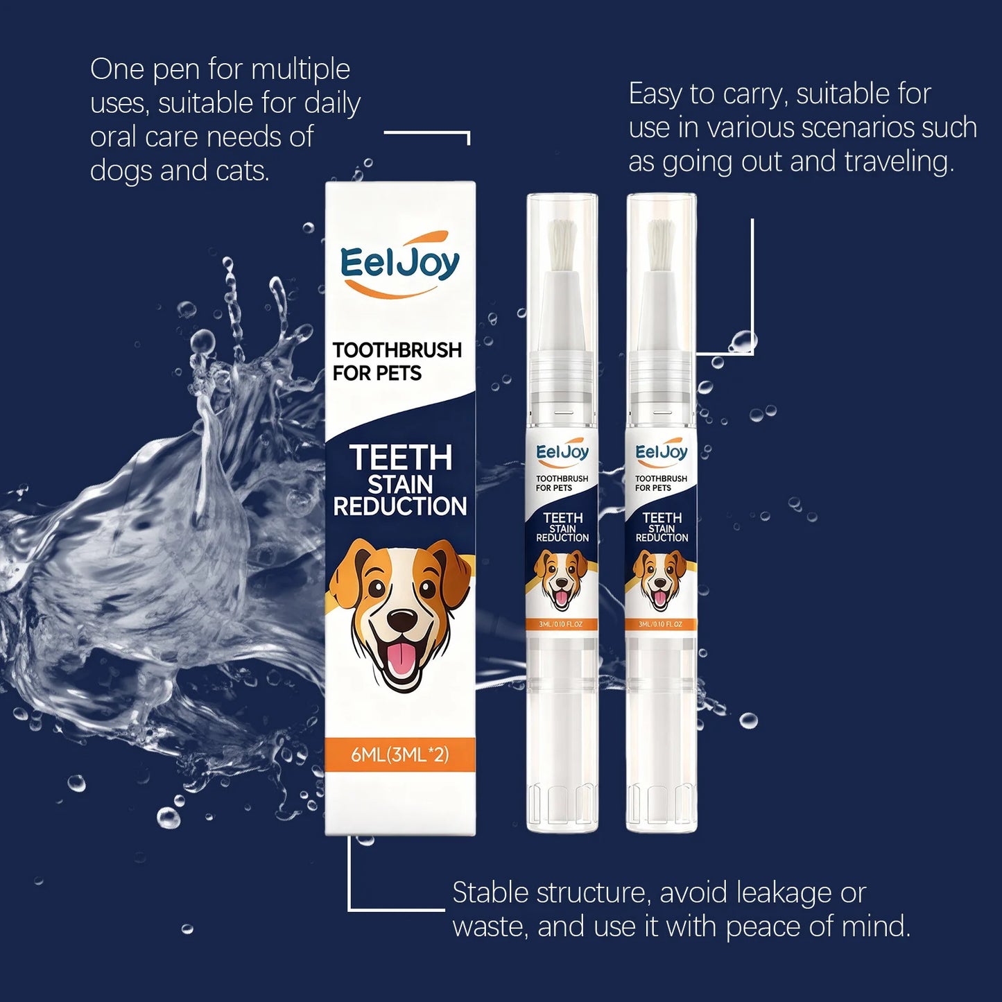 Pet Teeth Cleaning Pen Plant‑Based Mild Reduce Tartar Stain Fresh Breath Portable Oral Care for Dogs Cats Daily Dental Cleaner
