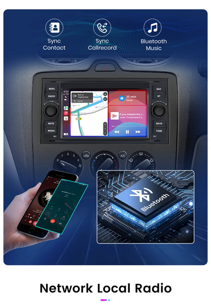 Junsun CarPlay Android Auto Radio for Ford Focus Mondeo Fiesta Transit Kuga C-Max S-Max Galaxy GPS Car Multimedia 2din autoradio