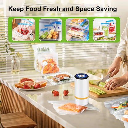 Electric Air Pump Vacuum Sealer Pump Rechargeable Automatic Sealing Machine with Reusable Vacuum Sealer Bags Food Packaging Bag