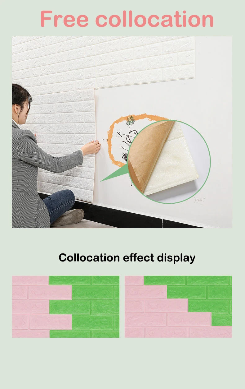 Black Brick Pattern Wallpaper Thick Waterproof and Moisture-Proof Living Room Bedroom Decorative Sticker Self-Adhesive