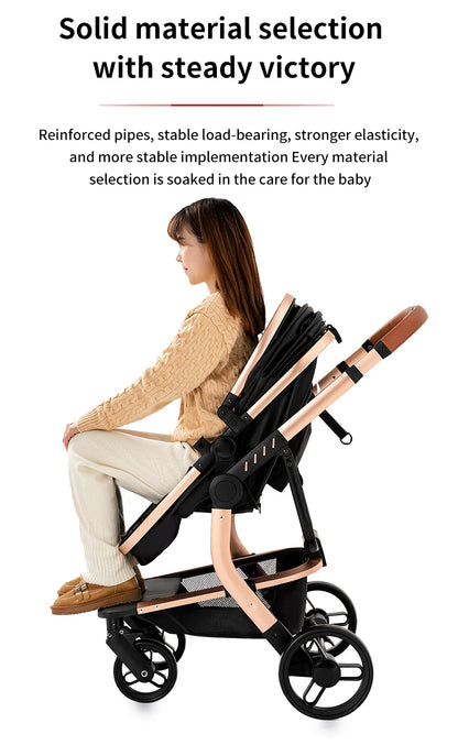 Baby pram Lightweight stroller Baby carriage PU 3in1 stroller Baby stroller 3-in-1 Baby carriage strollers for baby light carts