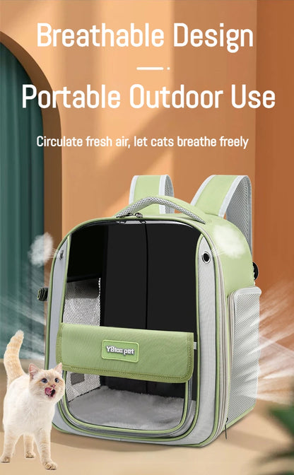 Breathable Portable Cat Carrier Transparent Large-Capacity Waterproof and Wear-Resistant Travel Backpack for Pets Foldable