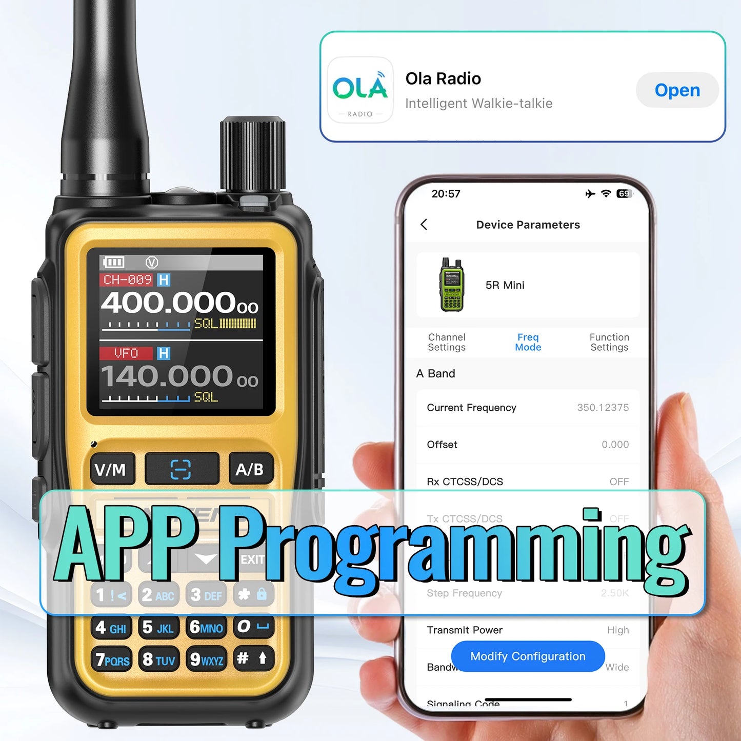 BAOFENG UV-5R Mini Full Band Walkie Talkie Bluetooth Programming Wireless Copy Frequency Type-C Long Range Ham Radio for Camping