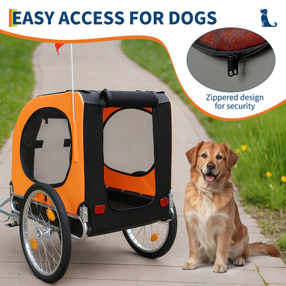 Heavy Duty 2-in-1 Dog Bike Trailer & Jogging Stroller for Medium/Large Dogs - 88 Lb/40 kg, Ventilated Waterproof Cabin, Collapsible Steel Frame, Quick-Release Wheels, All-purpose Hitch (20-29' Bikes)