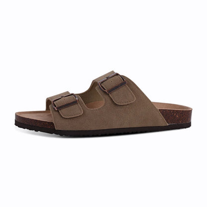 Shevalues New Fashion Cork Sandals Women Classic Cork Suede Footbed Slippers Female Summer Beach Sandals With Adjustable Buckle