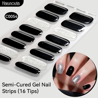 Gradient Auroras Semi Cured Gel Nail Strips Sparkly Shinning DIY Gel Polish Stickers for Nails Works with UV/LED Nail Lamps