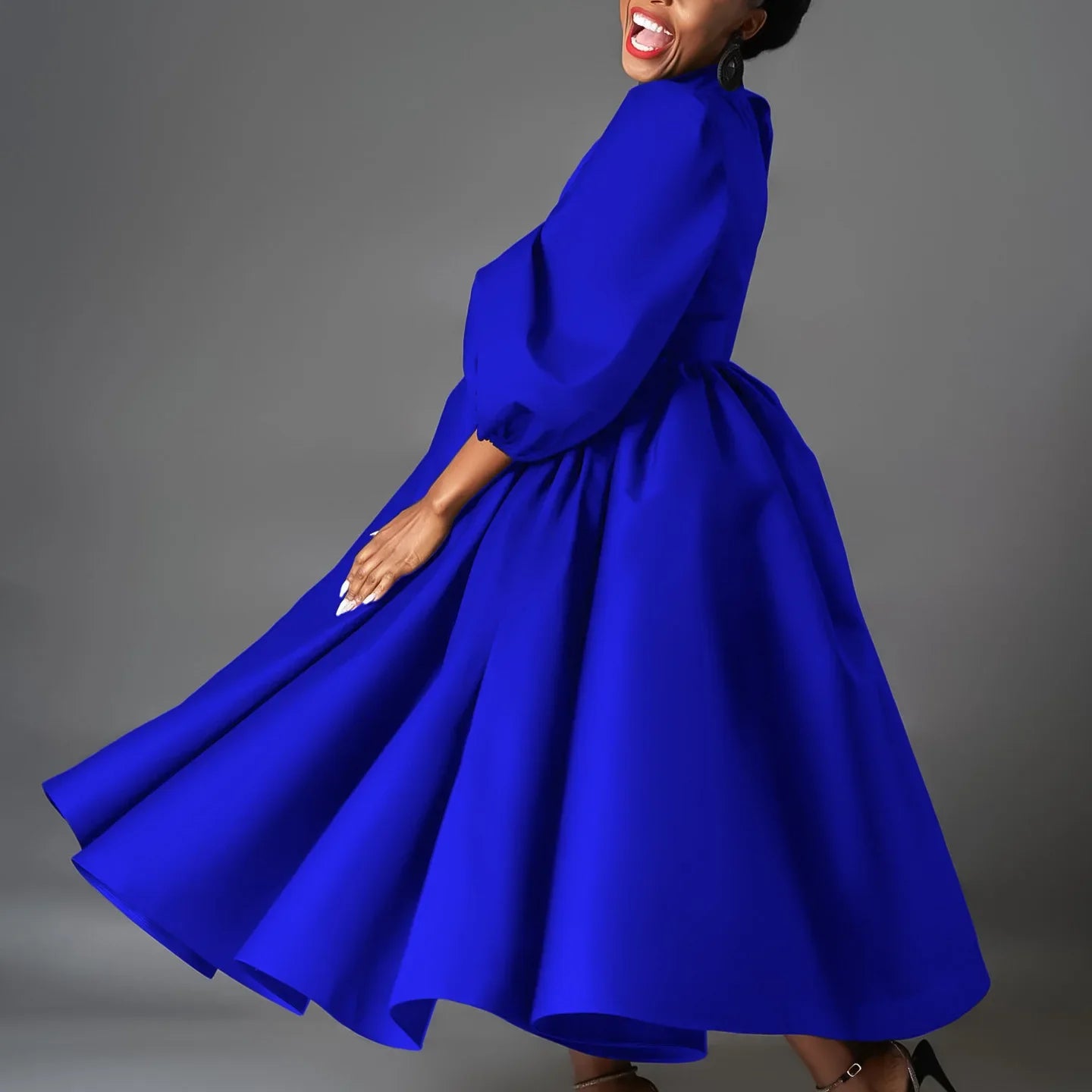 African Dresses For Women Summer Autumn Africa Clothing Wrist Sleeve Sexy O-Neck Perspective Dress Office Lady Party And Belt