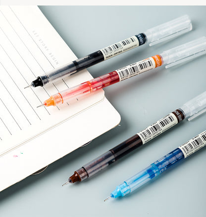 12 Color/set Student School Office Stationery Fine Nib Gel Pen Big Ink Capacity Ballpoint Pen Straight Liquid Rollerball Pen