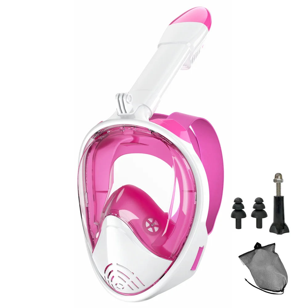 Full Face Snorkel Mask Silicone Diving Mask Full Dry Panoramic With Camera Holder Large Frame Swimming Goggles Set For Adults