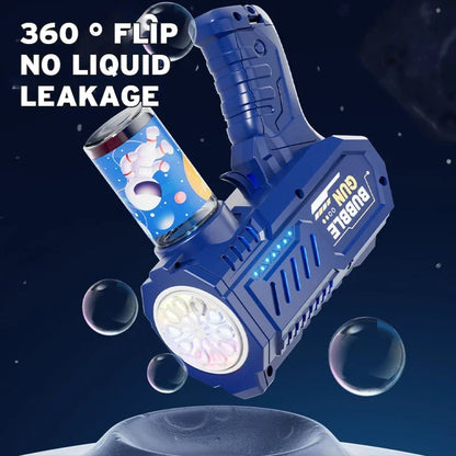Fully Automatic Bubble Gun Rocket Bubbles Machine Automatic Blower with Bubble Liquid Toys for Kids Beach Outdoor Bubble Gifts