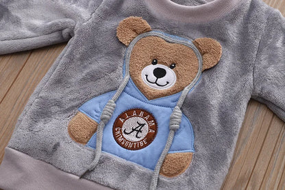 Baby Boy Winter Sets Plush Hooded Jacket 2pcs Children's Casual Outfit Suits Kids Arctic Velvet Tracksuit Toddler Girl Clothing
