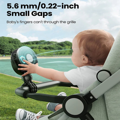Mini Clip On Fan for Car Seat Crib Baby Stroller Fan Handheld Rechargeable USB Fan Small Cooling Fans Baby Stroller Accessories