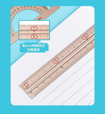 Children Study Aluminium Ruler Set Metal/Plastic/Soft Geometry Maths Drawing Compass Stationery Rulers Mathematical for School