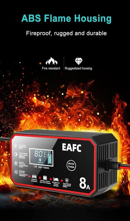12V 8A Intelligent Car Battery Charger Car Battery Charger Pulse Repair Motorcycle Truck Battery Charger GEL Lead Acid