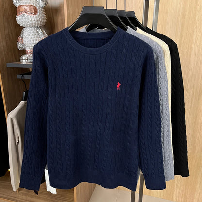 Designer Brand Pony Embroidery Fashion Sweater Men's Classic Paul Fashion Jacquard Autumn/Winter Round Neck Warm Knitted Pullove