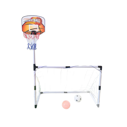 Large 2-in-1 Portable Plastic Soccer and Basketball Goal Indoor/Outdoor Kids Sports Toy Foldable Football Training Equipment