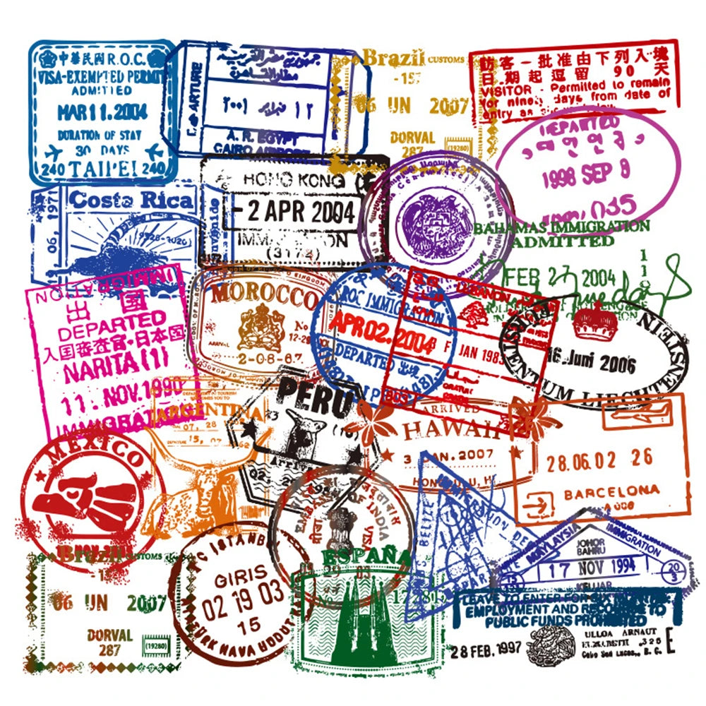 10/30/50pcs Vintage Transparent Postmark Stamp Stickers Decals Luggage Scrapbook Stationery Phone Suitcase Kids Sticker DIY Toys