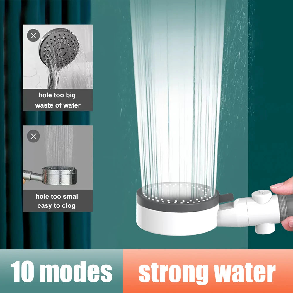 10 Spray Modes Filtered Shower Head High-Pressure Handheld Showerhead Water Saving Fall Resistance Bathroom Shower Nozzle