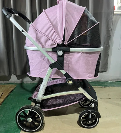 STLFHot Sale 3 in 1 Lightweight Aluminum Pet Stroller 4 Wheels Foldable Multifunction Travel System for Small Medium Dogs Cats