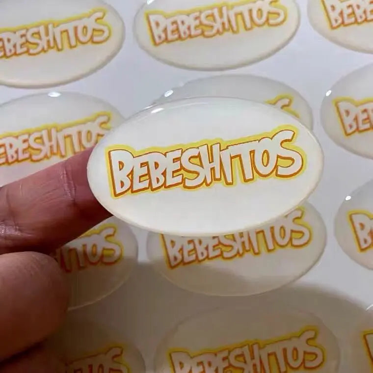 50PCS Customized epoxy durable brand logo adhesive with transparent dome 3D waterproof sticker printing resin labels
