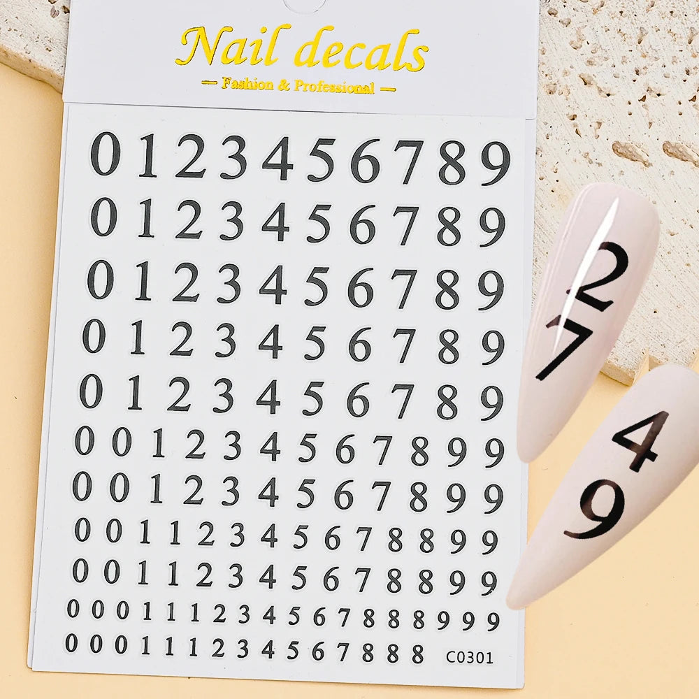 3D Glittery Gothic Letter Design Nail Art Stickers Uppercase Alphabet Letters Artistic Designs DIY Nail Art Decals Decoration #1
