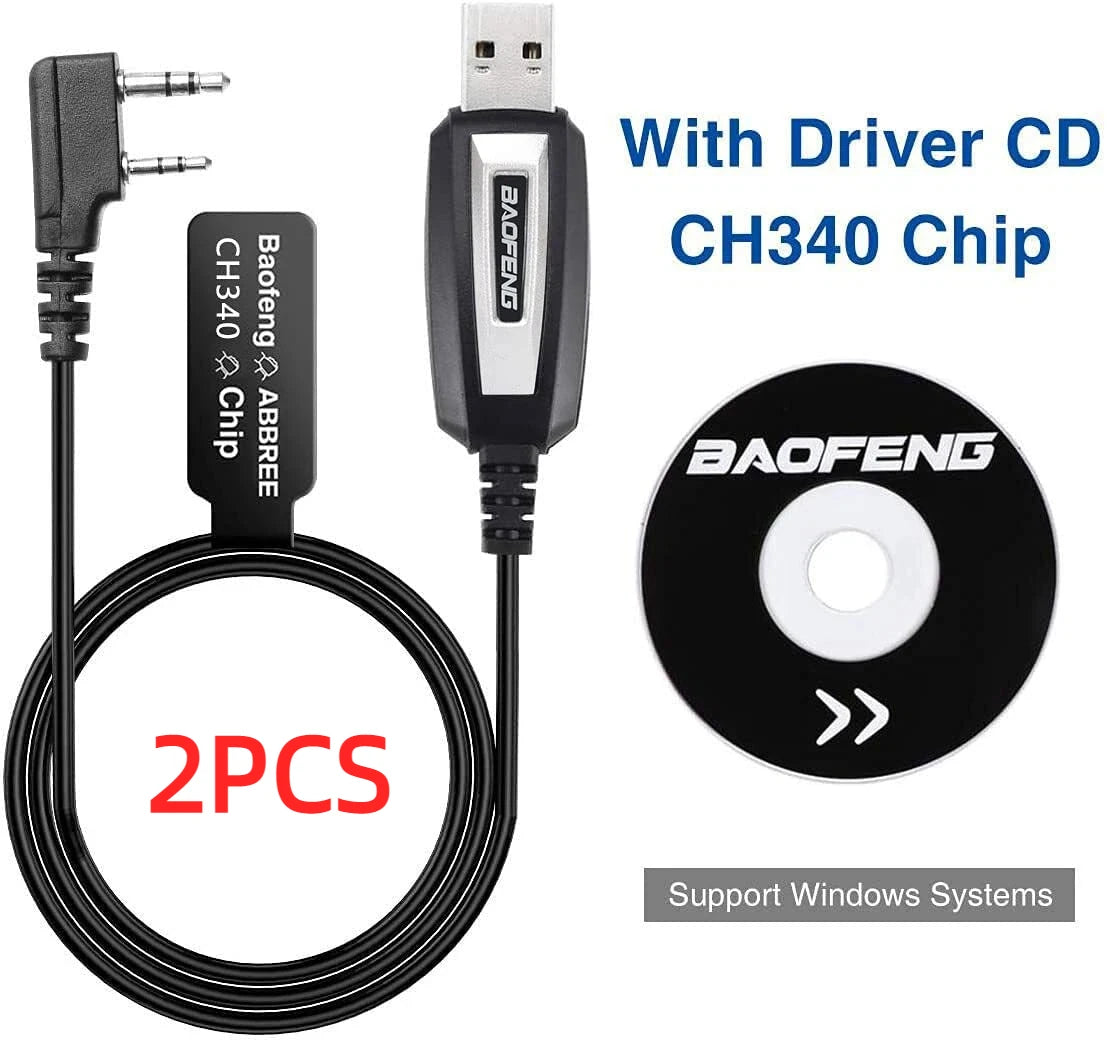 Original Baofeng USB Programming Cable With Driver CD for UV-5R BF-888S 5RH 82 UV 17 21 PRO Quansheng UV-K5 UV-K6 Walkie Talkie