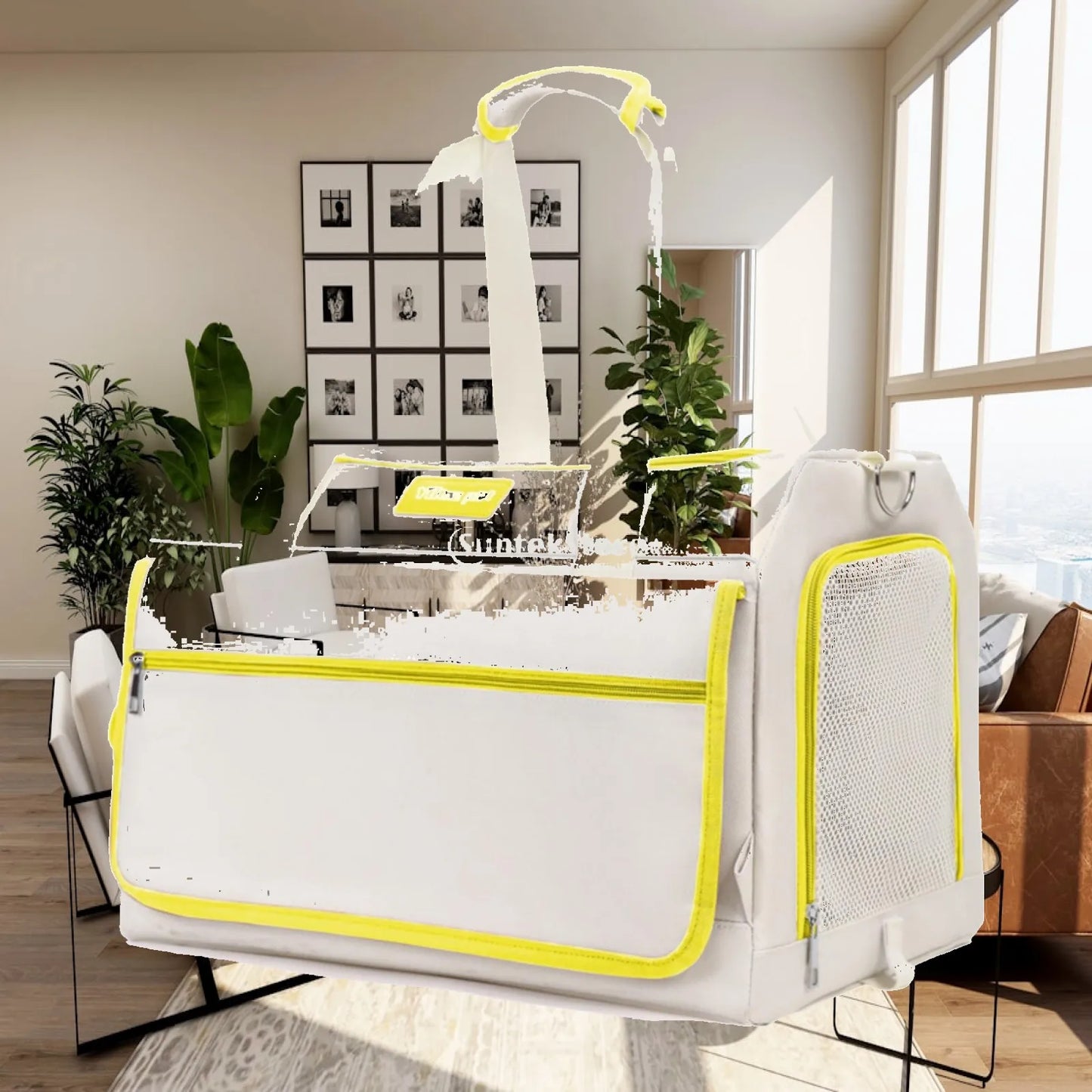 Structured Pet Carrier Bag Foldable Travel Container Trolley for Cats Spacious