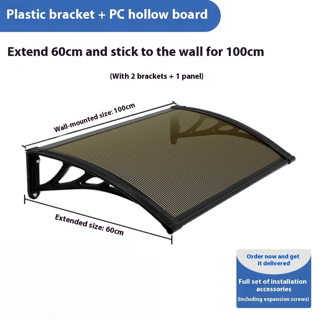Window Awning Door Canopy 60x60 80x80 60x100 Window Awning Overhead Modern Polycarbonate Cover Outdoor Front Porch Patio Canopy
