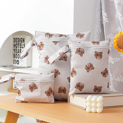 Elinfant 3PCS Portable Wet Dry Bag For Swimsuits,Waterproof Diaper Bags For Cloth Diapers,Washable Reusable Storage Bag