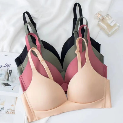 3Pcs/Set Seamless Bras For Women Non-wire Push-Up Bra Glossy Deep V Underwear Fixed 3/4 Cup Comfort Daily Wear Lingerie S-XXL