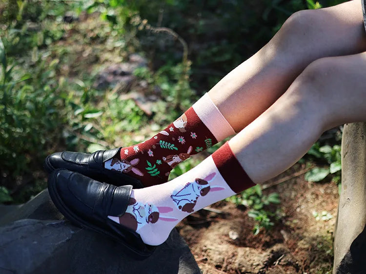 1 Pair Man Women Sock Original AB Tide Socks Colorful Cat Dog Koala Cow Cotton Socks Four Seasons Unisex Socks for Birthday Gift