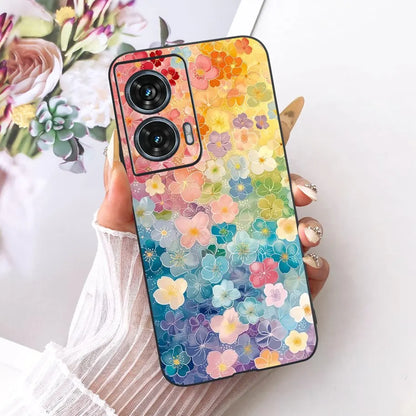 Case For Motorola Edge 50 Fusion Cover XT2429-1 Popular Flower Soft Black Silicone Phone Cases For Motorola G96 5G MotoG96 Funda