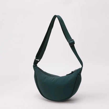 Nylon fabric zipper crossbody bag for men and women, crescent-shaped dumpling bag under the armpits, large capacity