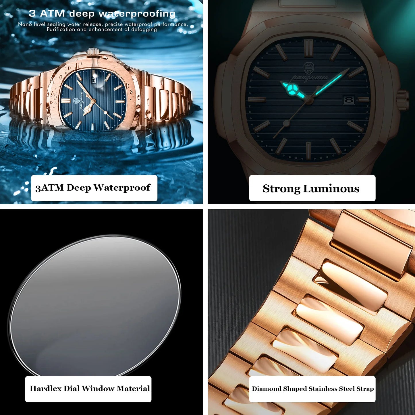 2026 New For Men Fashion Brand Male Watch Waterproof Luminous Stainless Steel Watches  Date Week Casual Quartz Men's Clock Reloj