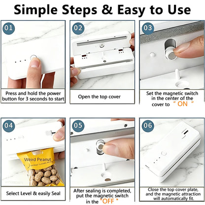 Plastic Bag Sealer Mini Heat Bag Sealing Machine Rechargeable Handheld Plastic Storage Package Sealer Clip Bag Food Heat Sealer
