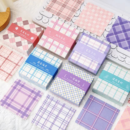 200Sheets Grid Pad Paper  8*8cm Aesthetic Non-Adhesive Plaid Design for Journaling, Planners & Study Notes, Stylish School-Style
