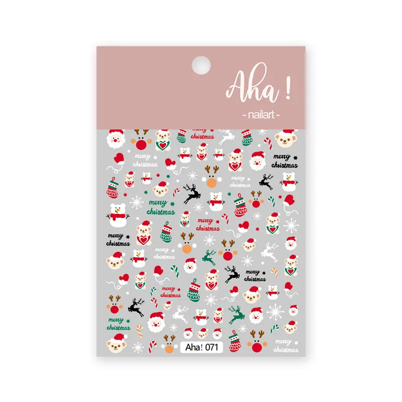 Winter Christmas Atmosphere Nail Stickers Snowman Snowflake Wapiti Self-adhesive High Quality Cute Nail Stickers Nail Art Deco