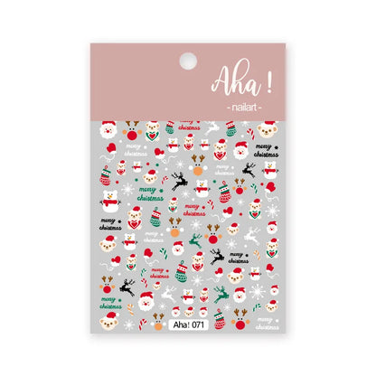 Winter Christmas Atmosphere Nail Stickers Snowman Snowflake Wapiti Self-adhesive High Quality Cute Nail Stickers Nail Art Deco