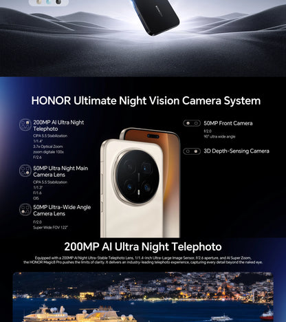 HONOR Magic 8 Pro 5G EU Version Smartphone Snapdragon 8 Elite Gen 5 200MP AIMAGE 6270mAh 100W 6.71''OLED NFC ESIM Honor