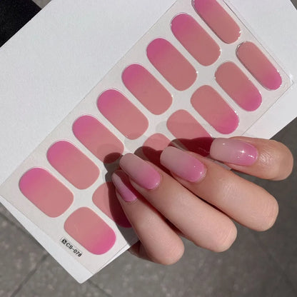 Semi-cured Gel Nail Stickers Solid Color Nail Semi-baked Tips Full Paste Nail Decals UV Lamp Need