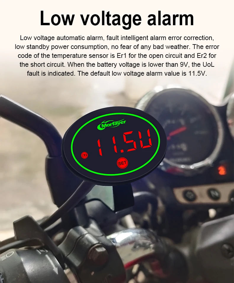 New Model Fashion Multi-functional  4-in-1 Motorcycle Touch Screen Voltmeter TIME TEMPERATURE With RGB