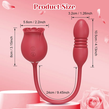 Sexy Adult Female Rose-Sucking Dildo Vibrator Women Nipple Clit Stimulator Vibrating Penetration Vagina Vibrator Erotica Toys