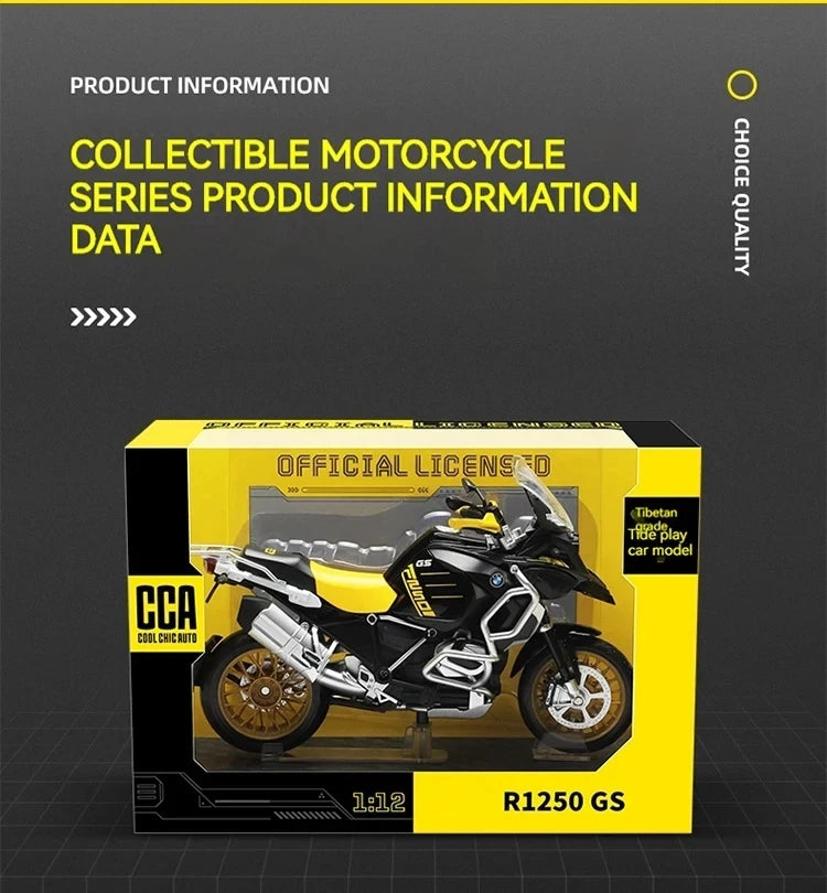 CCA R1250 GS. 1:12 Alloy Die-cast Car Motorcycle Model, Toy Gift Giving, Die-cast Static Motorcycle Model